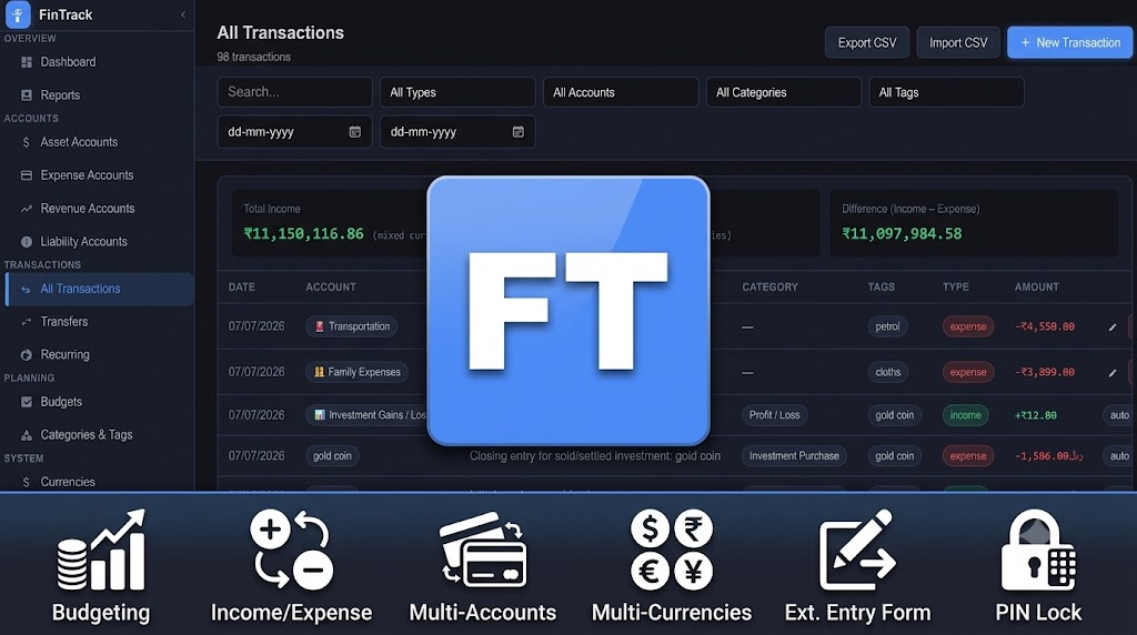 FinTrack dashboard